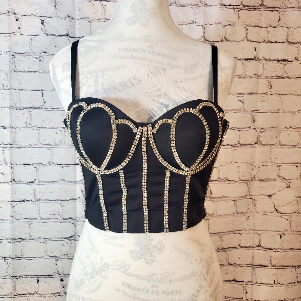 The Sang Tulip Embellished Push Up Crop Top Size S Clubwear Sexy Party